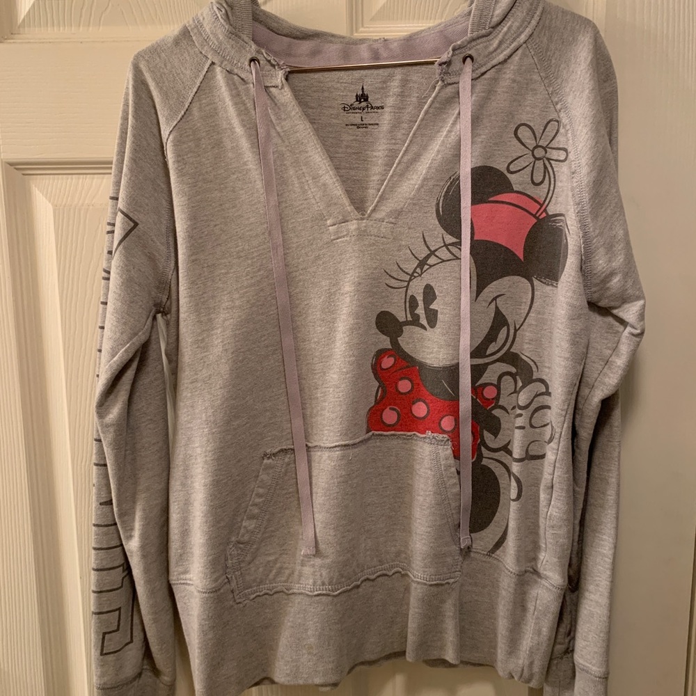 Disney Grey Minnie Pullover V-Neck Sweatshirt